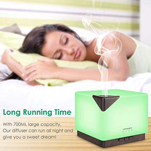 Urpower 700Ml Aromatherapy Essential Oil Diffuser Humidifier Large Capacity Modern Ultrasonic Aroma Diffusers Running 20+ Hours 7 Color Changing For Home Baby Bedroom Office Study Yoga Spa #TOP6