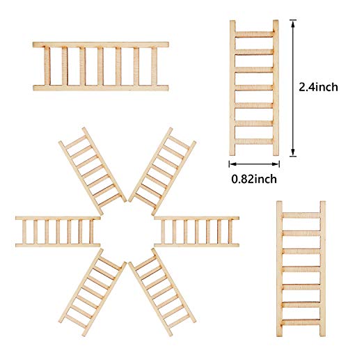 Skylety 20 Pieces Mini Wooden Step Ladder Fairy Furniture Ladder Garden Ornament Ladder Diy Craft Fairy Garden Accessory For Dollhouse Diy Landscape Decor #TOP1