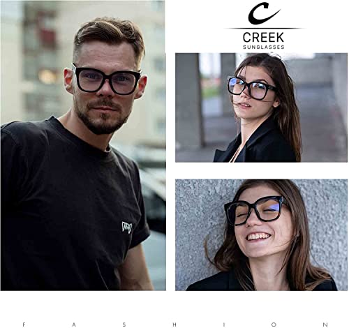 Image of CREEK Unisex Blue Light Blocking Blue Cut Anti Glare Oversized Glasses for Eye Protection from UV by Computer /Tablet /Laptop /Mobile (With Torch,Testing Card and Lens Cleaner)
