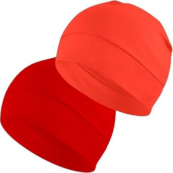 BISMAADH Cotton Skull Caps for Men and Women,2-Pack Lightweight Beanie Sleep Hats Breathable Helmet Liner Biking
