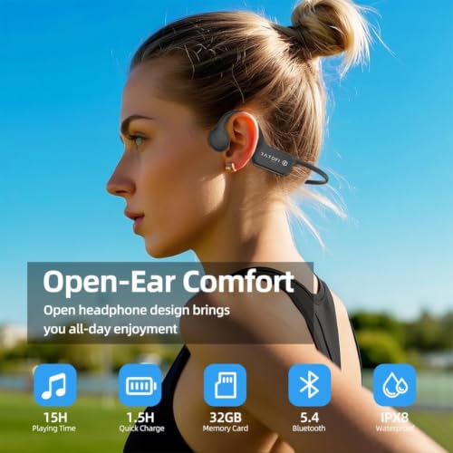 Rayofi W26 Pro Open-Ear Bone Conduction Headphones, IPX8 Waterproof Swimming Headset with 32GB MP3, Bluetooth 5.4, Lightweight Sports Earphones for Swimming Running Cycling by Generic - Used condition - Image 5
