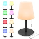IROO Tischlampen für Außen Led Nachtlicht mit Warmweiß Farbwechsel Dimmbar Outdoor Lampe Wasserdicht Ideales Dekor für Ihr Haus und Garten ostern dekoration (A/Kegel, Schwarz)