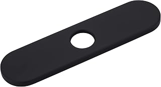 10" Sink Faucet Hole Cover Deck Plate (Arc Edge) for Kitchen & Bathroom Vanity Sink, Faucet Black Escutcheon Plate Stainless Steel Outside Faucet Cover Cap for 1 or 3 Hole Mixer Tap