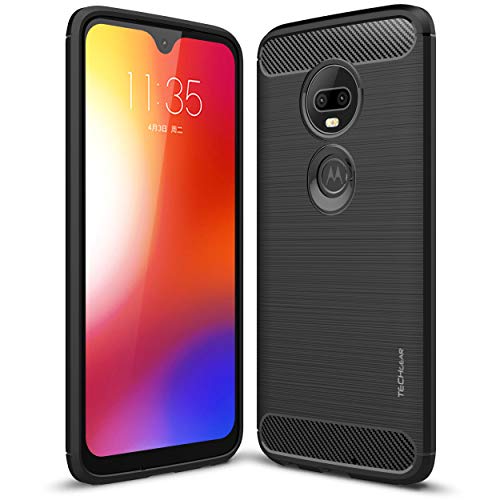 TECHGEAR Moto G7 / Moto G7 Plus Carbon Fibre Case [Stealth Case] Flexible, Shockproof, Slim, Soft TPU Protective Cover with Carbon Fibre Detailing Compatible with Motorola Moto G7 / G7 Plus - Black
