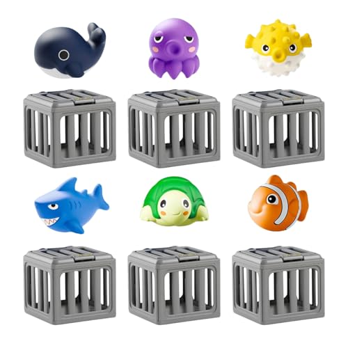 Kids Pool Diving Toys - Water Swimming Dive Pools Game | Diving Cages Toy with Animals Floating | Easy Release Sinking Cage | Seek Pools Game Accessories for 3-12 Boys and Girls