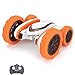 NAMFZX Stunt Télécommande Voiture Lumière Musique 2.4G Quatre Roues motrices RC Car360 Fantaisie Tournante Double Face Dump Électrique Jouet Voiture Meilleur Cadeau De Vacances (Orange, Gris)