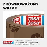 tesapack STRONG RECYCLED - Taśma pakowa z tworzywa sztucznego pochodząca w 100% z recyklingu, taśma pakowa o średniej gramaturze - Odporna na promieniowanie UV i starzenie - Brązowa - 66 m x 50 mm