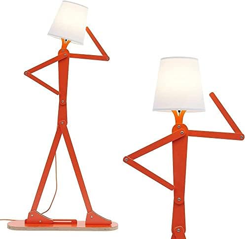 HROOME Cool Creative Floor Lamps Wood Tall Decorative Corner Reading Standing Swing Arm Light for Living Room Bedroom Office Farmhouse Kids Boys Girls Gift - with LED Bulb (Orange) 3 41Ra5 CKpPL. AC