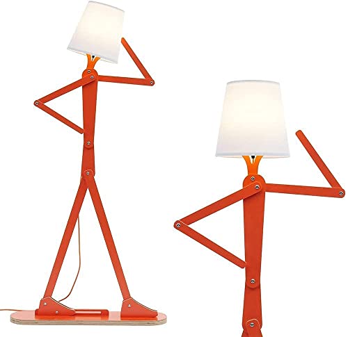 HROOME Cool Corner Reading Wood Tall Floor Lamp, LED Bulb Included, Orange by HROOME - Used condition - Image 3