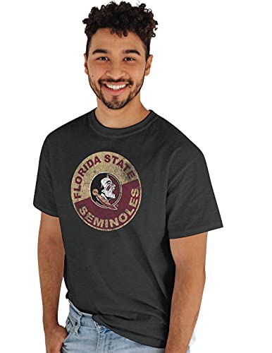 Blue 84 Men's Florida State Seminoles T-Shirt Vintage Cap Dark Heather, Dark Grey, Large