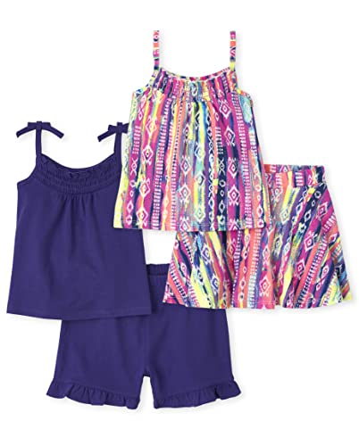 The Children's Place Baby And Toddler Girls Sleeveless Tank Top Skort And Shorts Set 4-Pack, Fall Fuchsia, 2T #TOP13