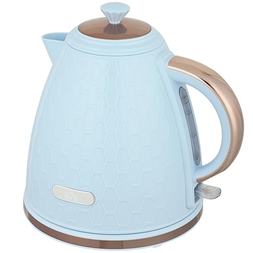 HOMCOM Electric Kettle, 1.7L, Fast Boil, 3kW Cordless Water Kettle with Removable Washable Anti-scale Filter, Auto Shut-off, 360° Swivel, UK Otter Thermostat, BPA Free, Light Blue