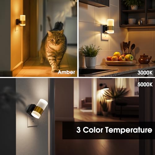Image of L LOHAS LED Night Lights Plug into Wall,[2-PACK] Acrylic Plug in Night Light with Dusk to Dawn Sensor,3CCT 1600K /2700K /5000K,Brightness Adjustable,180Rotating Nightlight for Adults Bathroom Bedroom