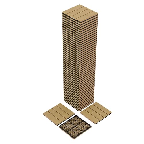 48-Pack Plastic Interlocking Deck Tiles, Outdoor Patio Flooring, 12"x12" Interlocking