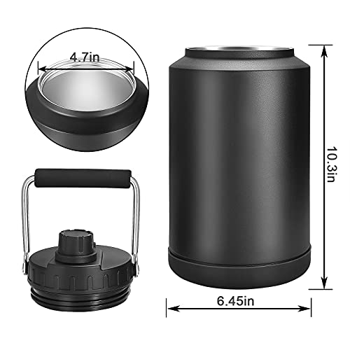 Sursip 128Oz Insulated Water Jug,One Gallon Vacuum Stainless Steel Double Walled Water Bottle With Stainless Steel Handle,18/8 Food-Grade Insulated Water Bottle ,Travel Drinking Water Flask-Black #TOP2