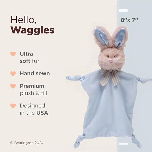 Image of Bearington Collection Baby Wee Waggles - 8 x 7 Inch Small Bunny Tail Stuffed Animal, Lovey & Baby Security Blanket