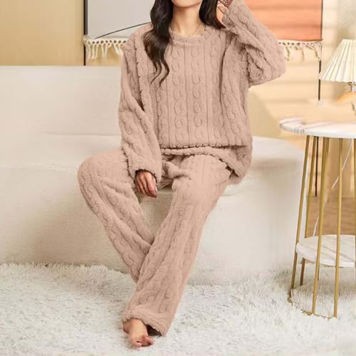 Warm Pajamas for Women Set Long Sleeve Winter Fleece 2 Piece Lounge Pjs - image 9