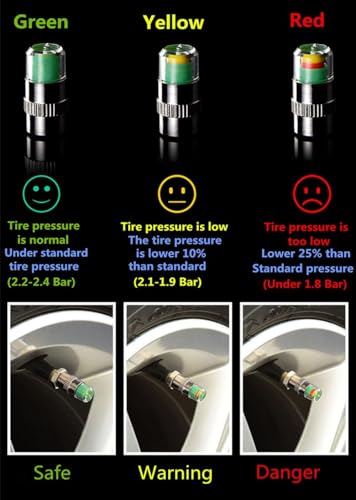 Image of Bike Tire Pressure Monitor Valve Stem Cap Tire Sensor Indicator 3 Color Air Alert Compatible with TVS NTORQ 125