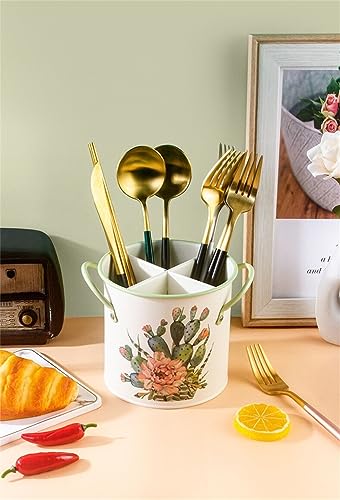 tonntyann 和風 箸立て カトラリースタンド お箸・スプーン・フォーク収納 水切りラック キッチンスタンド 卓上キッチン食器収納 おし台所収納 ラック 水抜き穴付き(お箸 スプーン別売り) (多肉)