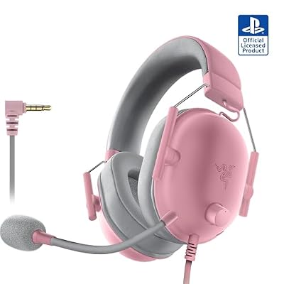 Razer BlackShark V2 X PlayStation Gaming Headset: 50mm Drivers - Cardioid Mic - Lightweight - Comfortable Noise Isolating Earcups - for PS5, Xbox Series X, PC, Switch via 3.5 mm Jack - Quartz Pink