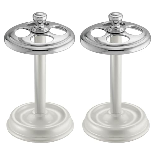 iDesign Toothbrush Holder for Bathroom - 4-Section Toothbrush Stand for Countertop, 2-Pack, White/Chrome by iDesign - Image 4