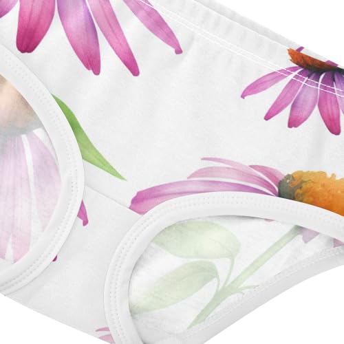 Girls Underwear Toddlers 2t Cotton Little Girl Panties Artistic Kids Undies Briefs Purple Echinacea Flowers White4