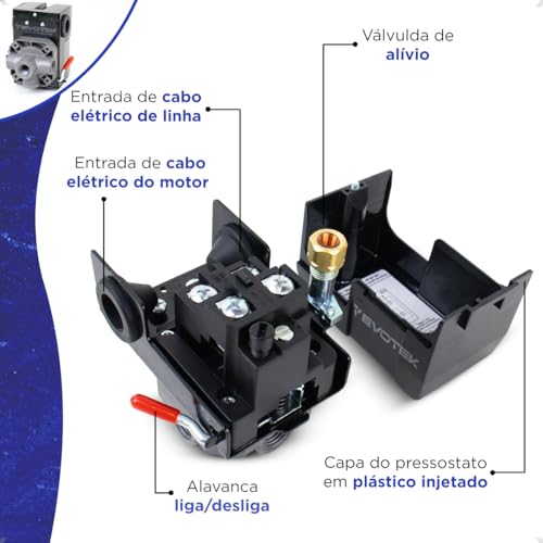Pressostato Alavanca Média Pressão 100/140 PSI 4 Vias