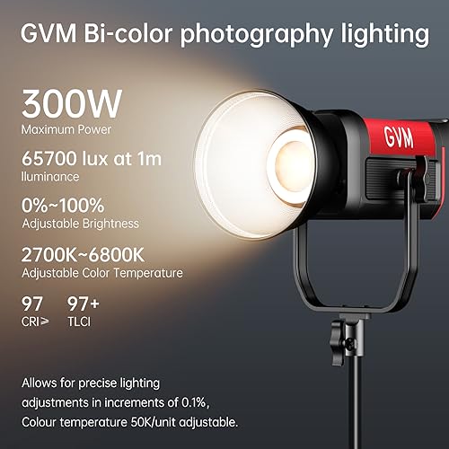 Image of GVM Video Lighting 300W Bi-Color Studio Lights kit with Bowens Mount Softbox and Stand CCT 2700K~6800K CRI 97+ Continuous Lighting for Photography