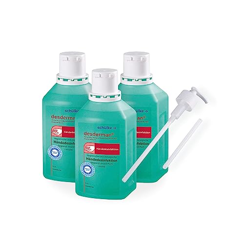 3x 500 ml Schülke Desderman Händedesinfektionsmittel Desinfektionsmittel + 1x Dosierpumpe