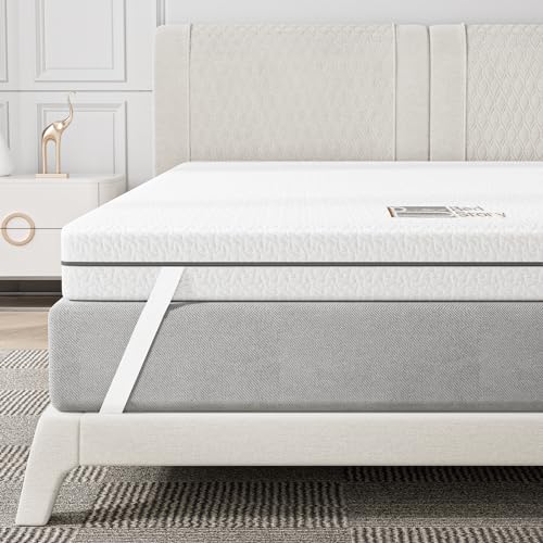 BedStory 6CM Topper Matrimoniale 160x190cm,Topper Memory Foam Singolo con infuso di Carbone di Bambù, Coprimaterasso con rivestimento rimovibile e lavabile, Correttore Materasso antiacaro