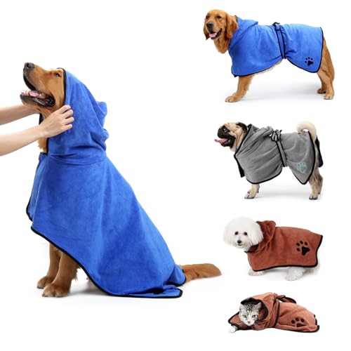 Peignoir à capuche réglable en microfibre pour éliminer l'odeur de chien mouillé