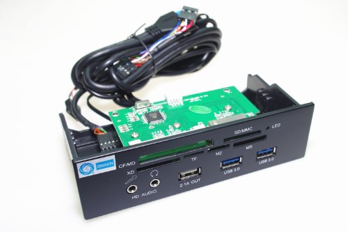 SMAKN 5.25" PC Media Dashboard Front Panel USB 3.0 HUB SD MS MMC CF XD TF M2 Card Reader