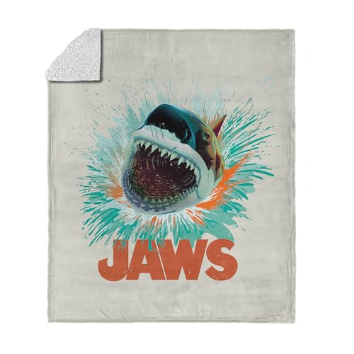 Northwest Jaws Shark Splash Silk Touch Sherpa Throw Blanket 50x60 inches