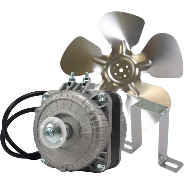 Appli Parts APFM-102E 10W Refrigeration Condenser and Evaporator Motor 220V 60Hz 0.35A 1300rpm Includes Base and 9in Aluminum Fan Blade CCW Shaft end Universal fit