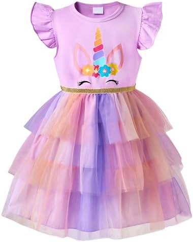 Little Girls Tulle Tutu Dress Toddler Summer Ruffle Sleeve Fluffy...