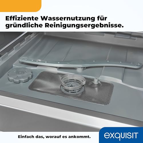 Exquisit Mini-Geschirrspüler, Tischspülmaschine, 55 cm breit, spülmaschine klein, ECO-Modus, GSP5508-030D silber
