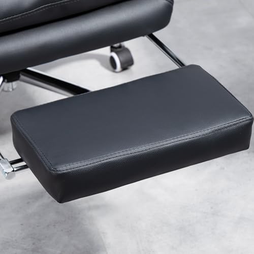 Sedia da Ufficio Ergonomica Presidenziale in Finta Pelle, Poltrona da Ufficio Girevole con Altezza Regolabile, Reclinabile 135° e Poggiapiedi Estraibile per Studio e Scrivania, Nero - Sedia gaming - Immagine 8