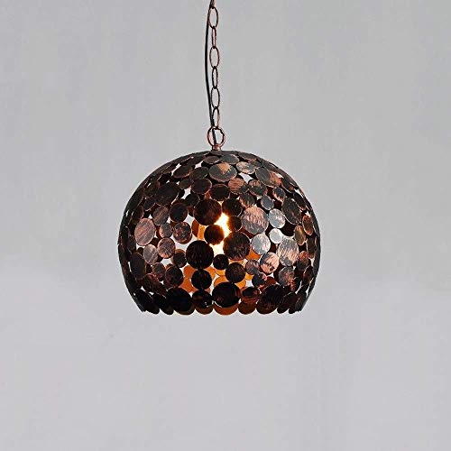 Suspension sphérique en fer forgé couleur rouille patinée style scandinave