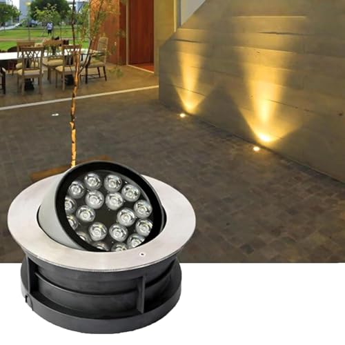 Luminaires extérieurs enterrés - Lampe de Jardin LED encastrée au Sol, Lampe sur Pied étanche IP67 à Angle réglable, Lampe de Jardin Ronde en Acier Inoxydable, projecteur de pelouse encastré (Blanc,