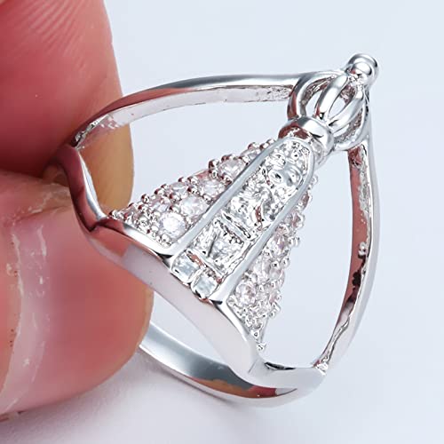 Copper Wedding Rings for Women, Promise Rings for Women Gothic Size 6-10 Silver Crown Cubic Zirconia4
