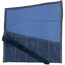 Hide & Drink, Large Tool Roll Up Bag 6 slots, Portable Carry-On Pouch Workshop Storage Woodworking Tools Organizer, Vintage, Handmade Blue Mar