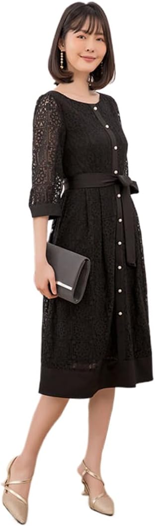 完売品 ブラックドレス レースドットビスチェセットアップ Iライン