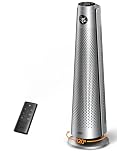 Dreo 25dB Silent Space Heater, 30" Electric Heaters with Remote, 120° Oscillation, 5 Heat & 3 Fan levels, 8 Safety Protections, 1-12H Timer, Adjustable Thermostat, Large Room Bedroom, Silver