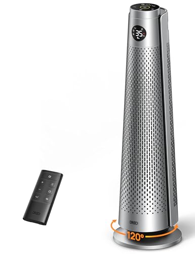 Dreo 25dB Silent Space Heater, 30 Electric Heaters with Remote, 120° Oscillation, 5 Heat & 3 Fan levels, 8 Safety Protections, 1-12H Timer, Adjustable Thermostat, Large Room Bedroom, Silver