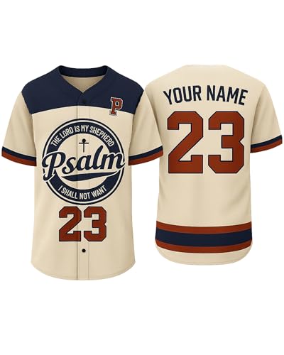 Jersey de Béisbol Personalizado Salmo 23 - Jersey de Fe Cristiana con Nombre y Número para Hombres, Mujeres, Niñas y Niños miniatura 1
