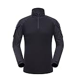 Outdoor Sports Airsoft Hunting Shooting Battle Uniform Combat BDU Clothing Tactical Camouflage Shirt - Black - XXXL