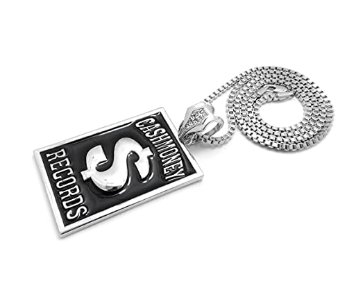 Hip Hop Cash Money Records Pendant Box/Cuban/Rope Chain Necklace XZP111 (30, Silver Box Chain)2