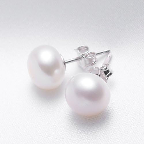 TreasureBay Orecchini A Perno Con Perle D'Acqua Dolce 6mm In Argento 925 - Colori Bianco Rosa Nero, Infilati A Mano, Regalo - 3