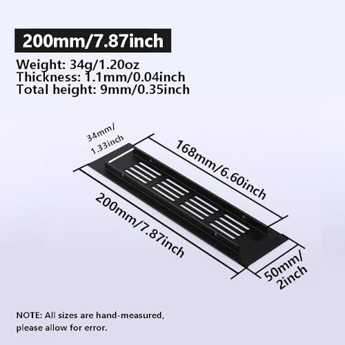 Rectangular Ventilation Grille, 2Pack 200mm*50mm Air Vent Grille, Aluminum Alloy Kitchen Air Vent Cover - Image 2