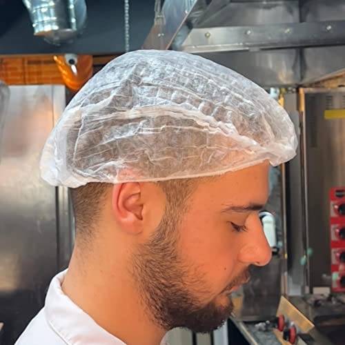 Disposable Bouffant Caps, 100 Pcs, 20 Inches White Disposable Nonwoven Bouffant Caps Hair Net Hair Sleeves With Swivel Side Headbands, Unisex, Perfect For Sleeping Hair Nets, Head Cover Food Service #TOP1